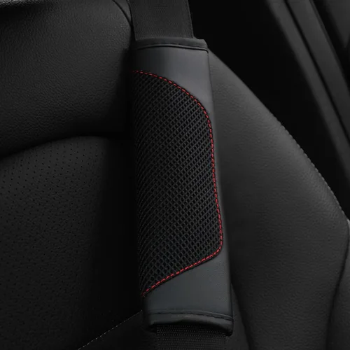 Miniatura 6 de BESULEN - Fundas para cinturón de seguridad de coche, juego de 2 protectores de correa de hombro de malla de cuero universal, almohadilla de arnés