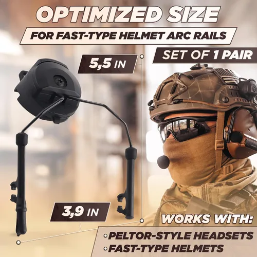 Miniatura 2 de Adaptador de riel ARC para auriculares tácticos – Compatible con Peltor Comtac II/III, Earmor M31/M32, Sordin – Se ajusta a cascos FAST, MICH, EXFIL