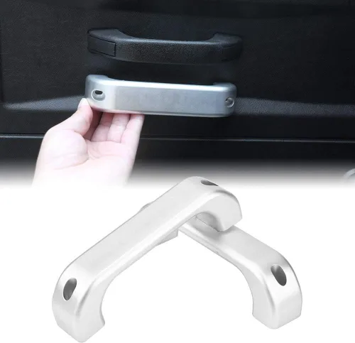 Miniatura 5 de Keenso Manija de agarre de puerta interior plateada para defensor, manija de puerta interior de cromo de aleación de aluminio para Defender 110 90