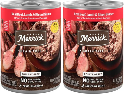 Miniatura 15 de Merrick Alimento enlatado natural y de primera calidad sin granos, receta húmeda suave y saludable, cena de carne de res real de Texas