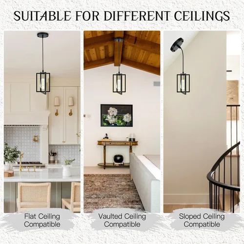 Miniatura 6 de Luces colgantes negras para isla de cocina, lámpara colgante industrial con pantallas de metal duraderas, 1 paquete de iluminación de isla de cocina