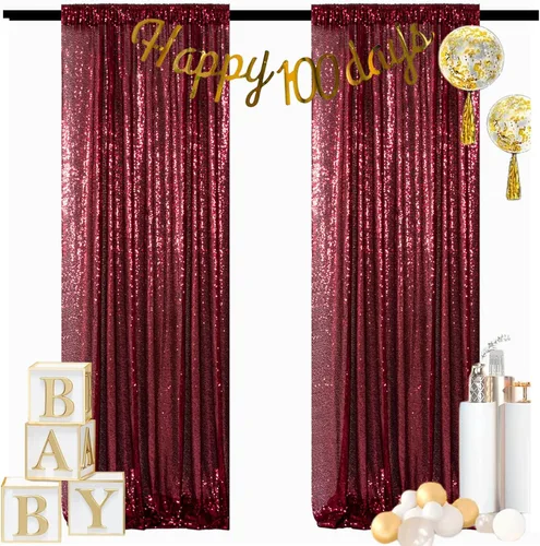 Miniatura 47 de ShinyBeauty PHOTOBOOTH - Fondo de tela de lentejuelas, telón de fondo de boda, telón de fondo óxido, cortinas de lentejuelas, cortinas de Negro