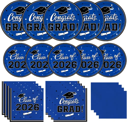 Miniatura 16 de Platos y servilletas de fiesta de graduación Gatherfun 2022 suministros para fiesta de graduación, platos de papel desechables granate, servilletas