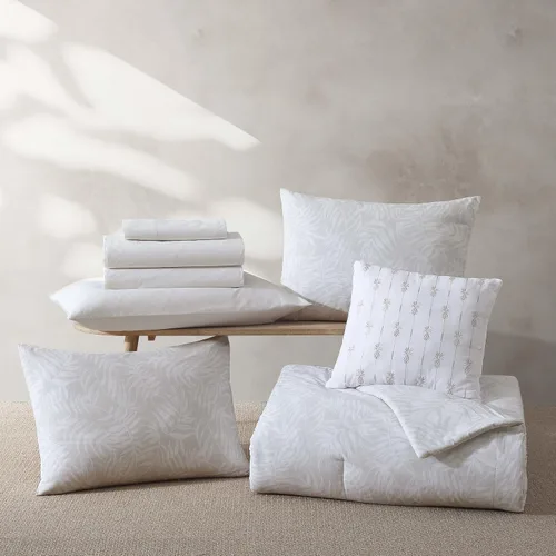 Miniatura 3 de Tommy Bahama - Juego de ropa de cama de 8 piezas, edredón de algodón y sábanas con funda de almohada, juego de ropa de cama de inspiración tropical