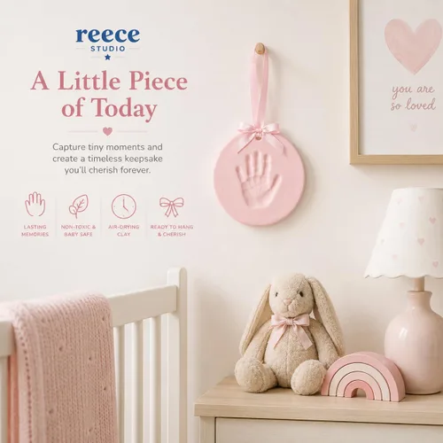 Miniatura 5 de Reece Studio Kit de adorno navideño de recuerdo de huellas de manos de bebé, kit de bricolaje de huellas de recién nacido y mano de arcilla, regalo