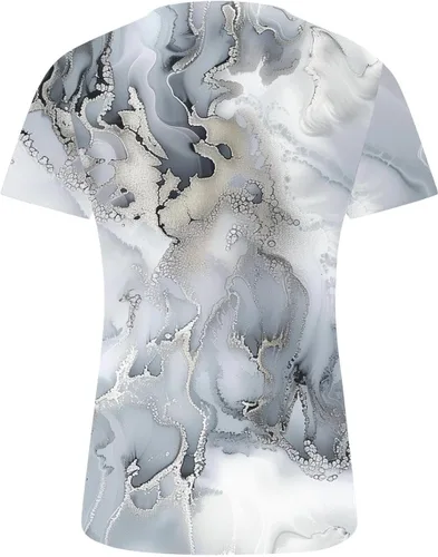Miniatura 28 de Summer Shirts for Women 2025 Plus Size Short Sleeve Henley Tops Marble Floral Loose Tshirt Tee Casual Dressy Tunics