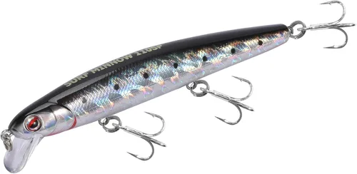 LITTMA Señuelos de pesca de surf de California Señuelos de pesca de agua salada Jerkbait Crankbait Surf Minnow 110 - Sardina metálica Super Glow y