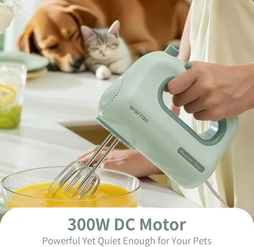 Miniatura 6 de Batidora de mano eléctrica compacta y ligera de 300W, con potente motor DC silencioso para hornear, pasteles, brownies, masa para galletas, ideal