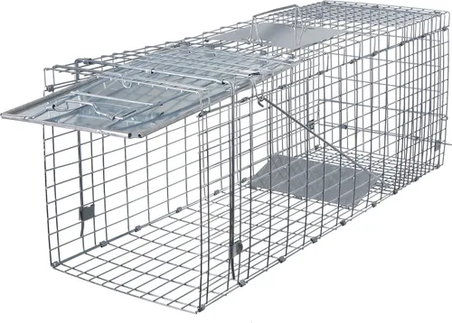 ANT MARCH Trampa de jaula de animales vivos de 32 x 11.5 x 13 pulgadas, puerta de hierro de liberación humana para conejos, gatos callejeros,