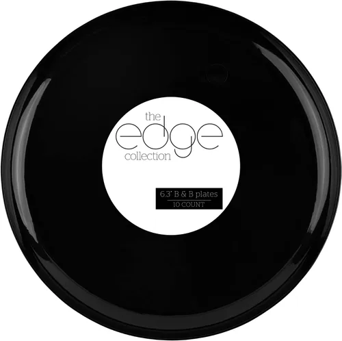 Miniatura 60 de [30 unidades de 8.6 pulgadas] Platos de fiesta de plástico azul oscuro Colección Edge Collection Premium pesado elegante vajilla desechable