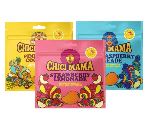 Miniatura 12 de Chici Mama Blue Raspberry Limeade - Bocadillos de mango, paquete de 2 – Hecho con mango real Golosinas masticables y jugosas alternativas Sin