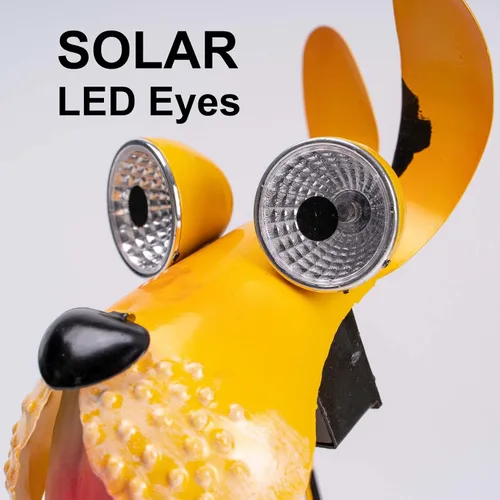 Miniatura 8 de Luces Solares para Perros para Exteriores Soporte para Plantas de Ciclismo, Arte de Patio Estatuas de Perro de Metal, Estatua Divertida