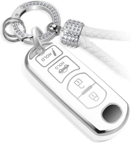 Miniatura 28 de para llavero de Cadillac con funda de TPU con superficie granulada y cuerda trenzada metálica, funda de llavero mejorada para 2020 en adelante CT4