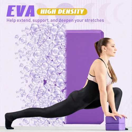 Miniatura 2 de Wettarn Paquete de 6 bloques de yoga de 9 x 6 x 4 pulgadas, espuma EVA, ligeros, antideslizantes, accesorios de yoga para pilates, estiramiento