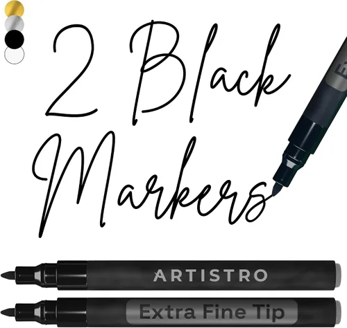 Miniatura 24 de Artistro 2 marcadores de pintura acrílica negros - 3mm marcadores de punta media - Perfectos para manualidades, proyectos de arte y más