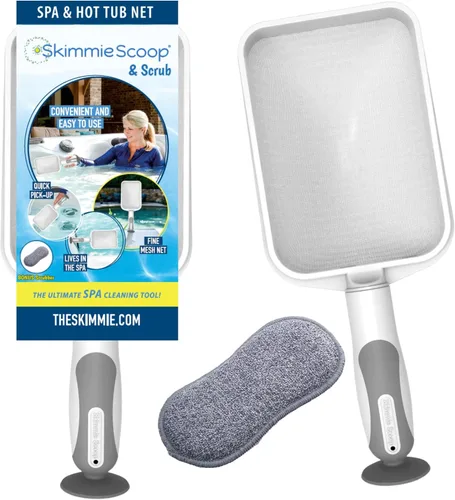 The Skimmie Scoop - Espumador de mano patentado con red de malla fina para spa, bañera de hidromasaje, inmersión fría y limpieza de piscinas