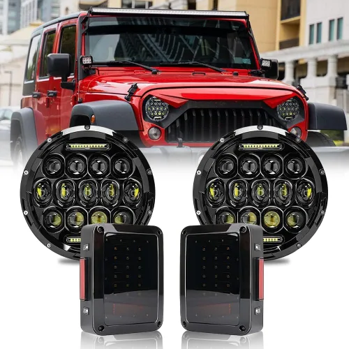Miniatura 10 de JHLion - Faros delanteros LED de Jeep Wrangler, 7 pulgadas para Jeep Wrangler JK/TJ/LJ 1997-2020, 150W, faros redondos LED aprobados por DOT, 500%
