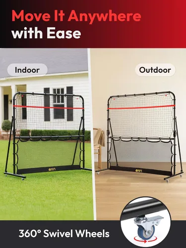 Miniatura 5 de A11N SPORTS Rebotador de pickleball con ángulos ajustables y ruedas de 360° – Rebotador de práctica para frente, atrás, dinks, voleas – Ideal