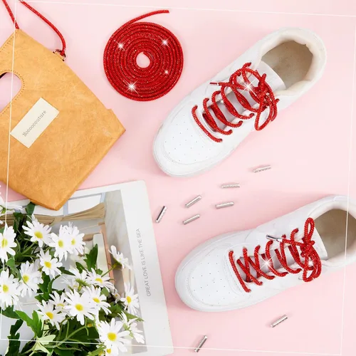 Miniatura 6 de MTLEE Cordones de zapatos con diamantes de imitación, cordones de diamantes de imitación con capucha y cordones de purpurina para zapatillas