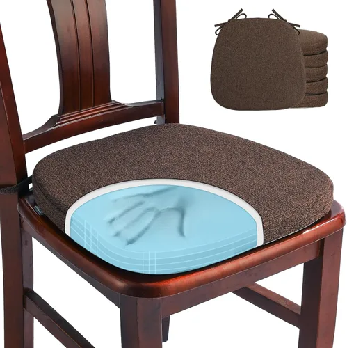 Miniatura 12 de SINOSSO Paquete de 4 cojines de espuma viscoelástica para sillas de comedor, tela tejida amigable de 16 pulgadas en forma de U, cómodas almohadillas