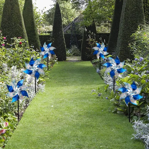 Miniatura 7 de Hausse Paquete de 10 Molinillos Reflectantes, Molinillo Extra Brillante, Dispositivos Repelentes de Aves para Ahuyentar a los Pájaros del Patio