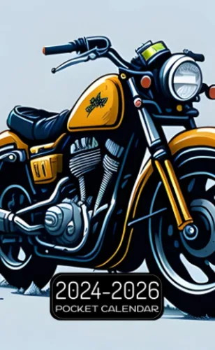 Pocket Calendar 2024-2026: Two-Year Monthly Planner for Purse , 36 Months from January 2024 to December 2026 | Motorcycle | Colorful | Icon | Comic