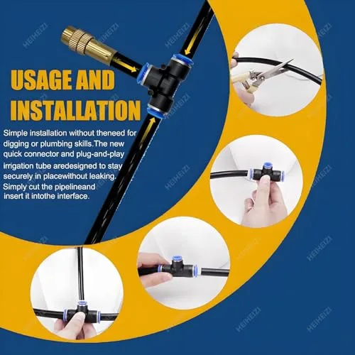 Miniatura 5 de Kit de riego por goteo de bricolaje - Sistema automático de riego de jardín para césped, camas elevadas e invernaderos, 98 pies con adaptadores