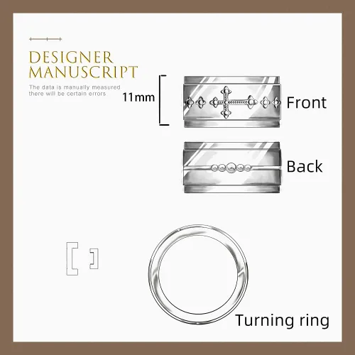 Miniatura 2 de Anillo giratorio con rosario en cruz para la ansiedad, para mujeres, adolescentes, plata de ley con oración a través de él, anillos cruzados