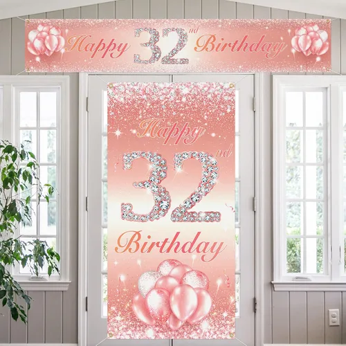 Miniatura 23 de Juego de carteles largos de feliz cumpleaños 10 para puerta, porche, decoración de cumpleaños de 10 años para niñas, suministros de fiesta
