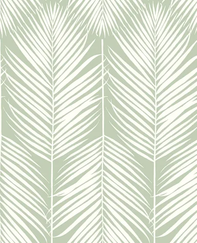 NextWall Palm Silhouette Coastal Papel Tapiz Despegar y Pegar (Verde Pastel)