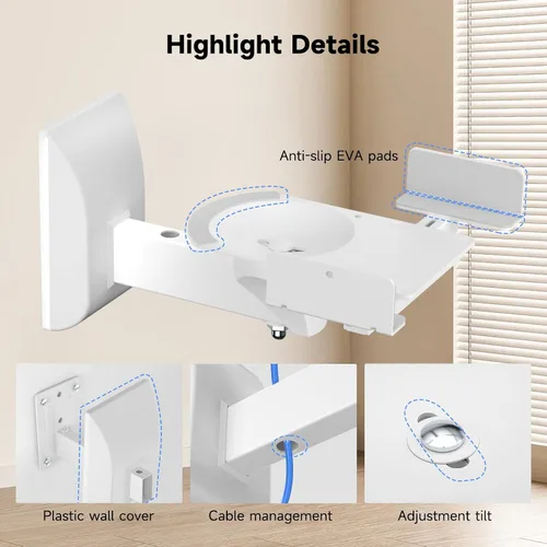 Miniatura 9 de suptek Soporte de montaje en pared con abrazadera de doble lado para altavoces de estantería, para altavoces de sonido envolvente grandes, soporta