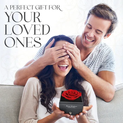 Miniatura 8 de GLAMOUR BOUTIQUE Preserved Rose in a Box with I Love You Necklace in 100 Languages - Enchanted Flower Jewelry Set with Silver Stud Earrings Gifts