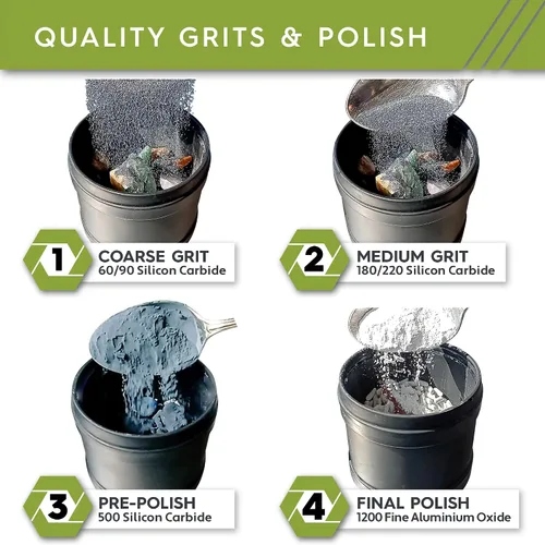 Miniatura 2 de Polly Plastics Kit de Medios de Recambio de Grano y Pulido para Tamboreador de Rocas Suministros de 4 Pasos para Tamborear y Pulir Piedras y Gemas
