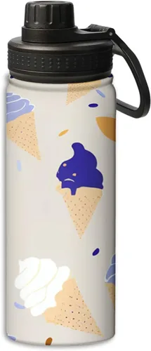 Miniatura 9 de Bunny Rabbit Near Lilac Flowers Pattern - Botella de agua de acero inoxidable de 18 onzas, aislada al vacío, de doble pared, a prueba de fugas