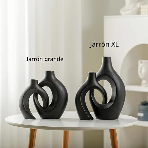 Miniatura 4 de Lvases Snuggle Hollow Juego de 2 Jarrones de Cerámica Modernos, Jarrones Decorativos de Estética Nórdica de Mediados de Siglo para Decoración