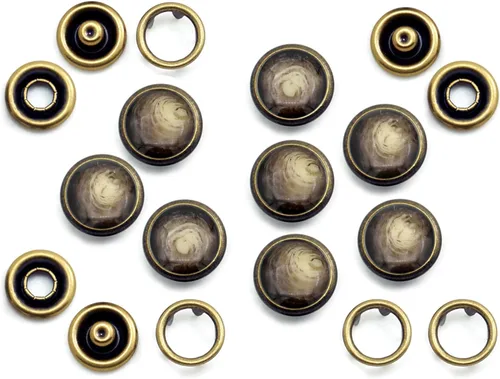 Miniatura 12 de CRAFTMEMORE 20 juegos de botones de perlas negras de 0.25 pulgadas (0.413 in) para camisa occidental (negro)