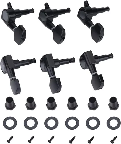 3 pares de clavijas de guitarra, 3L 3R negro cerrado de aleación de zinc cabezales de máquina para guitarra folk/eléctrica accesorios de actuación