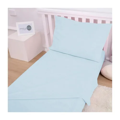 Miniatura 4 de American Baby Company Juego de sábanas de punto de jersey de algodón 100% natural, azul, suave, transpirable, para niños y niñas