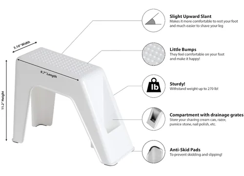 Miniatura 2 de Demi's Home - Reposapiés para ducha y pedicura, color gris (no incluye suministros)