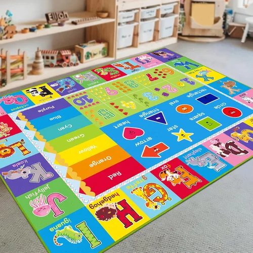 Miniatura 10 de ABC - Alfombra infantil para sala de juegos, alfombra de juego educativo para niños, alfombras preescolares con ABC, números, alfombras