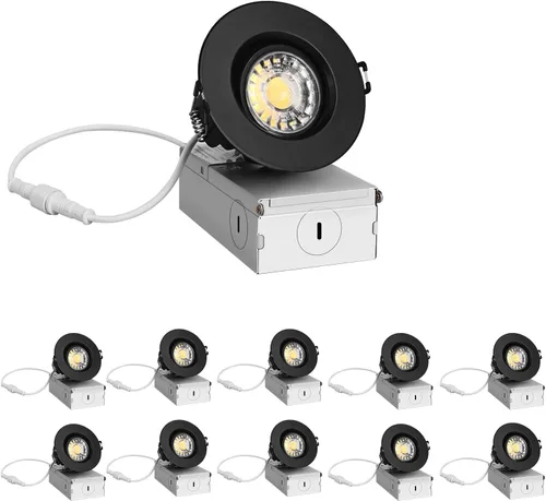 Miniatura 8 de ZYC Iluminación LED empotrable pequeña de 2 pulgadas, paquete de 6 unidades, cardán empotrado negro sin lata, foco giratorio limitado, regulable, 5