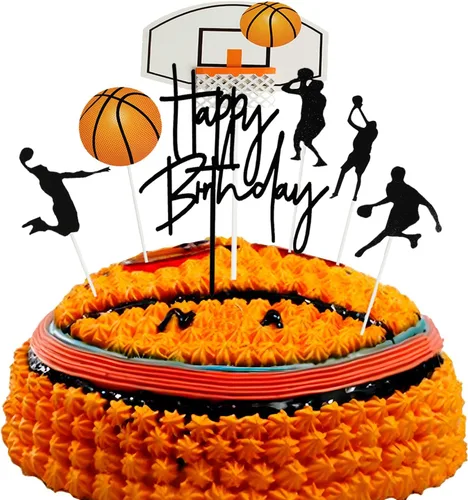 Miniatura 9 de Juego de 7 letras de baloncesto DIY feliz cumpleaños para niño pastel decoración de fiesta de pasteles deportes suministros de fiesta