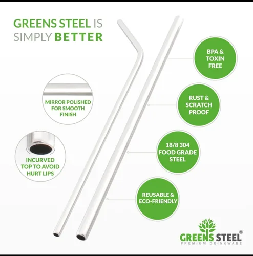 Miniatura 5 de Greens Steel pajitas de acero Inoxidable, M