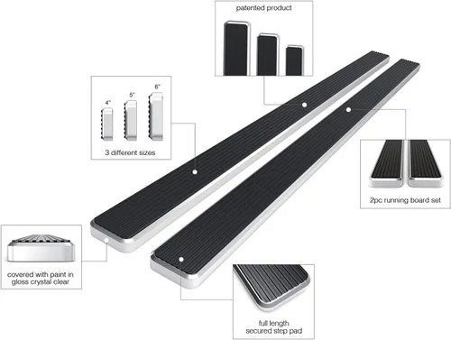 Miniatura 5 de Eboard - Estribo de 5 pulgadas, color plateado, compatible con Ford F150 SuperCrew Cab 2015-2025 y F150 Lightning 2022-2025 y F-250 F-350 Super Duty