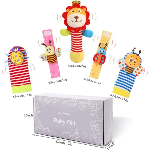 Miniatura 6 de Sonajeros de muñeca para bebés de 0 a 6 meses, calcetines para pies y piernas, tobillos, brazos, mano, pulsera, agitador para niños y niñas de 6 a