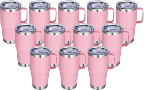 Miniatura 10 de Vaso térmico de acero inoxidable de 20 oz con asa, envase a granel, vasos termales metálicos aislados, taza de café de viaje con asa, vaso de doble