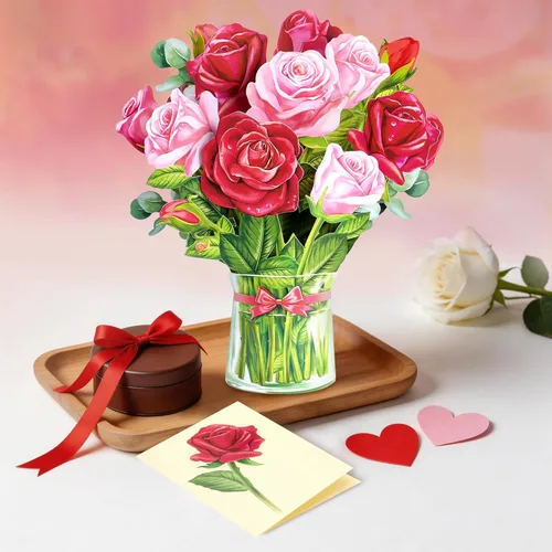 Miniatura 3 de Airpark Tarjeta de ramo de flores de papel 3D desplegable de 12 pulgadas con nota y sobre, regalos de cumpleaños, aniversarios, mejorarse
