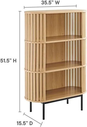 Miniatura 9 de Modway Fortitude - Estantería de tres niveles con almacenamiento abierto, color roble