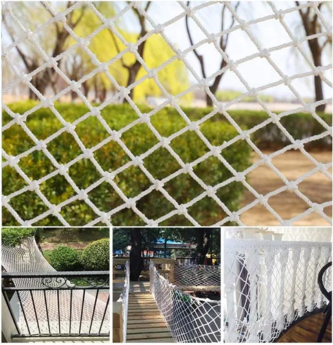 Miniatura 5 de NAKAN Red de carga al aire libre, red protectora blanca para balcón, barandilla de escalera, red de seguridad para niños, malla de 2.0 in, cuerda