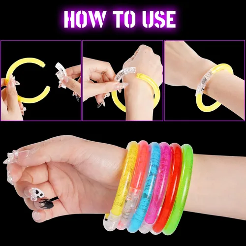 Miniatura 5 de 24 piezas de suministros de fiesta que brillan en la oscuridad para niños y adultos, juguetes con luz intermitente, pulseras LED del 4 de julio